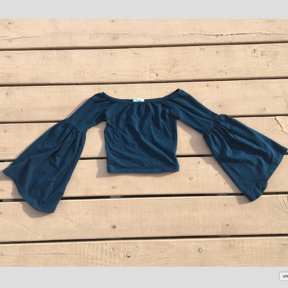 Truly Madly Deeply Teal Kelly Off the Shoulder Tee